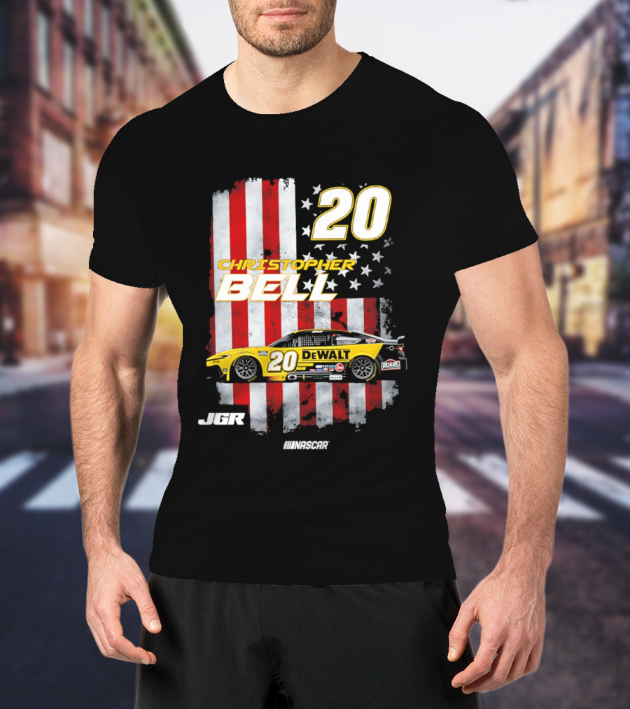 Christopher Bell 20 NASCAR DeWalt JGR Stars Stripes Racing T-Shirt
