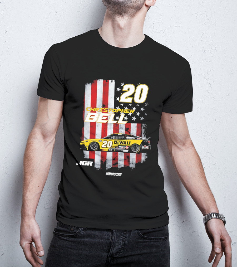 Christopher Bell 20 NASCAR DeWalt JGR Stars Stripes Racing T-Shirt