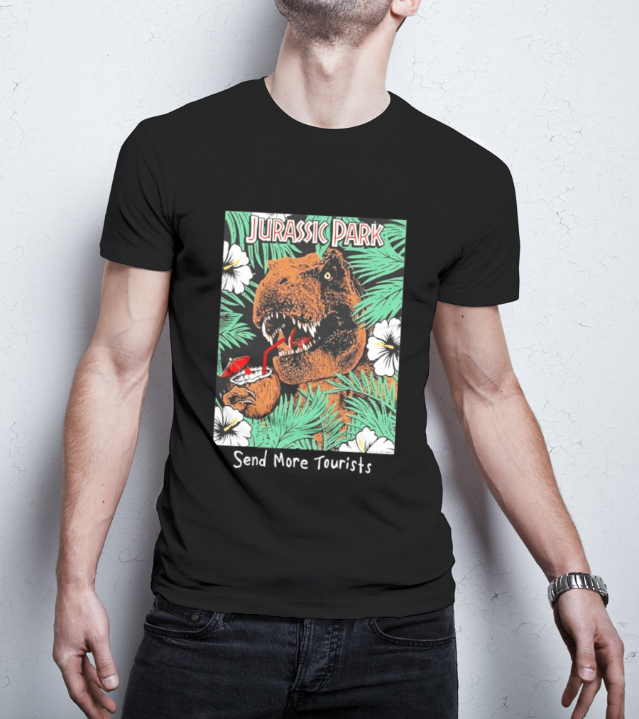 Jurassic Park Send More Tourists Rex Tropical Drink Scene T-Shirt