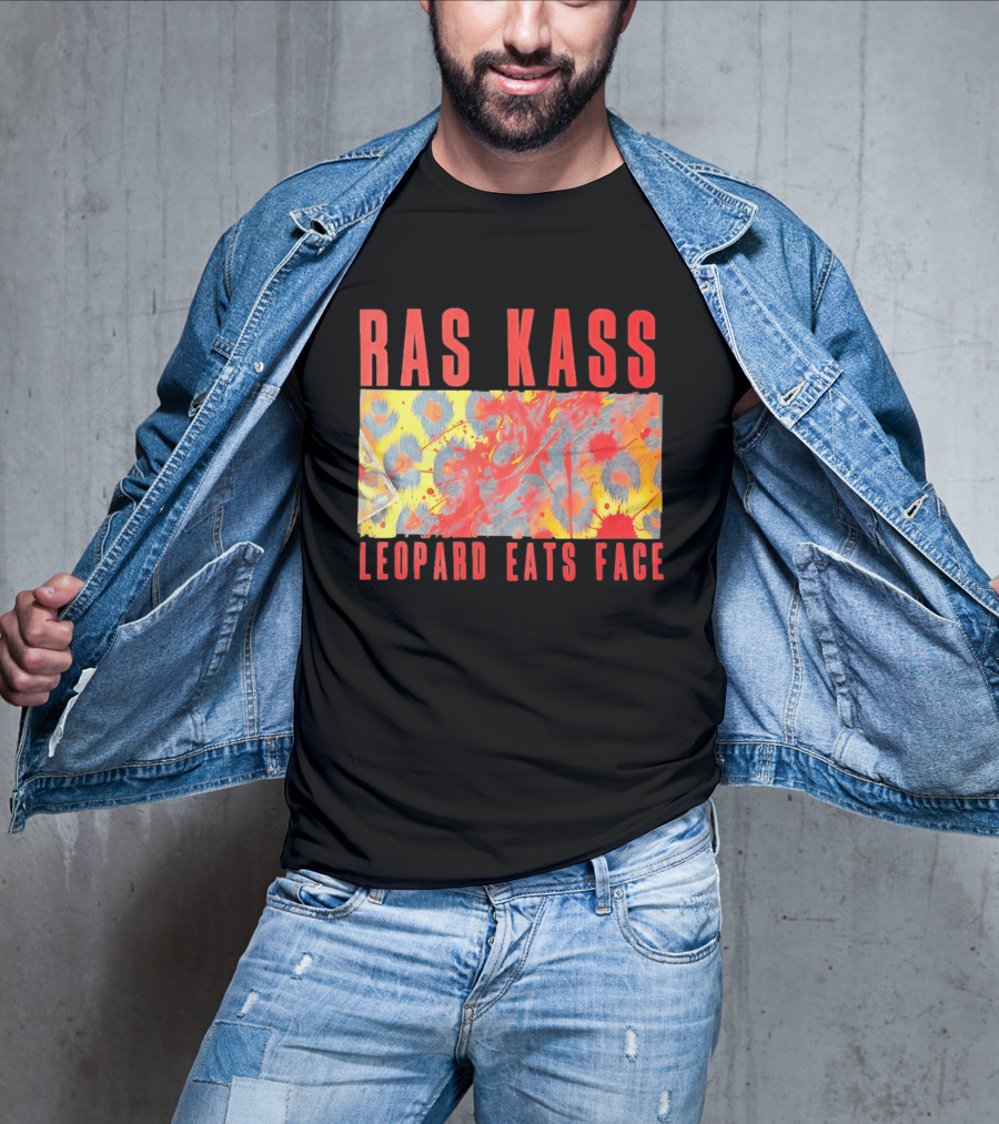 Ras Kass Leopard Eats Face Abstract Art With Blood Splatter And Animal Print T-Shirt