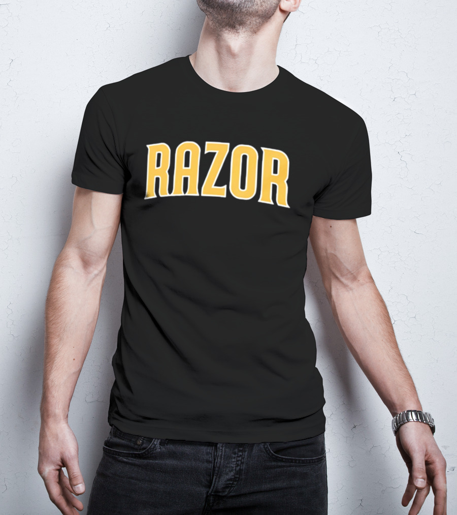 Razor Shines Montreal Expos MLB Yellow Retro Font T-Shirt