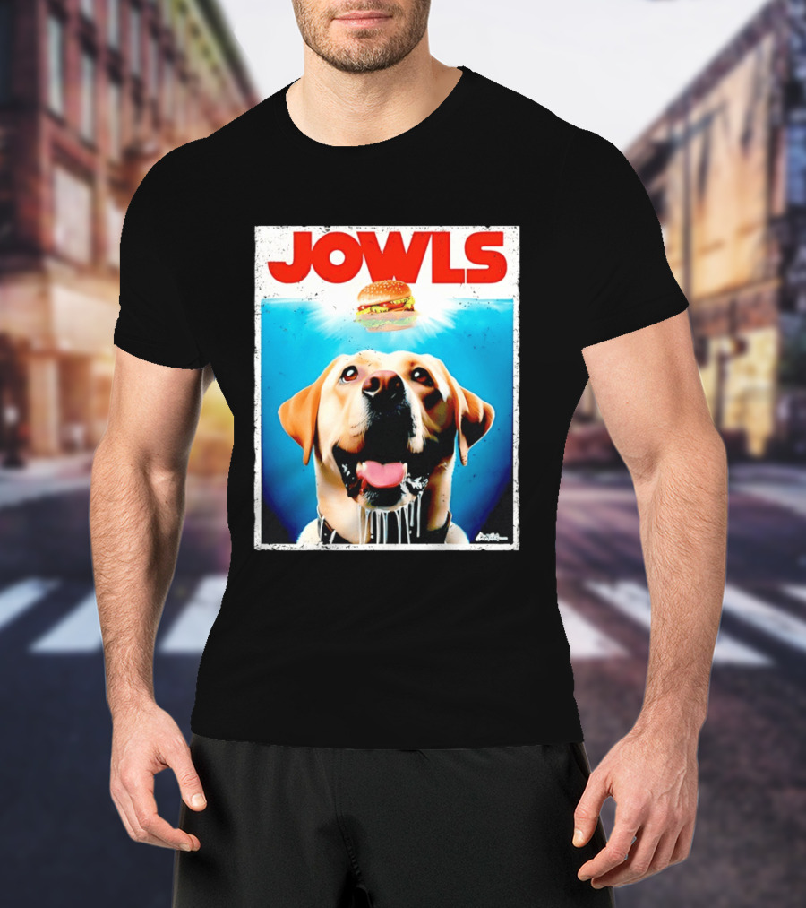Jowls Labrador Dog Looking At Hamburger T-Shirt