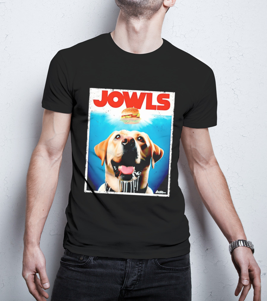 Jowls Labrador Dog Looking At Hamburger T-Shirt