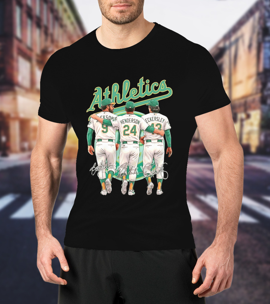 Rickey Henderson Reggie Jackson Dennis Eckersley Oakland Athletics Legends T-Shirt