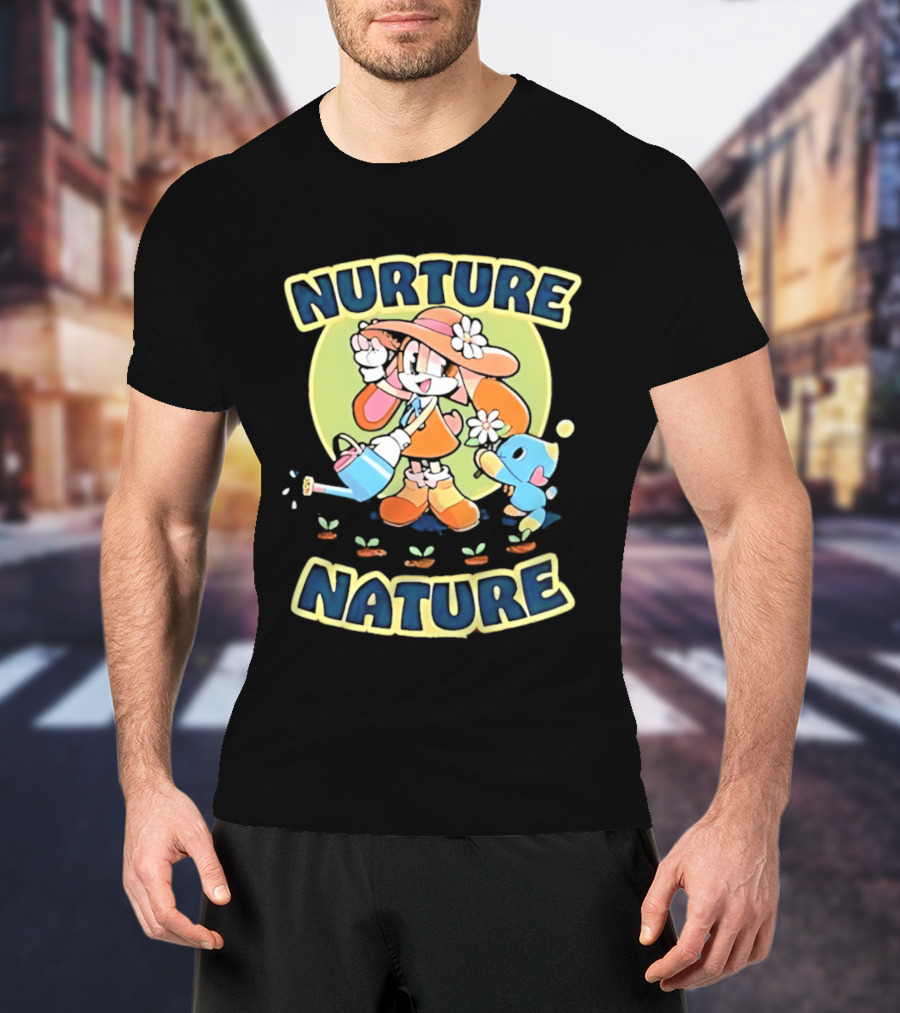 Nurture Nature Hedgehog Chao Earth Day Gardening T-Shirt