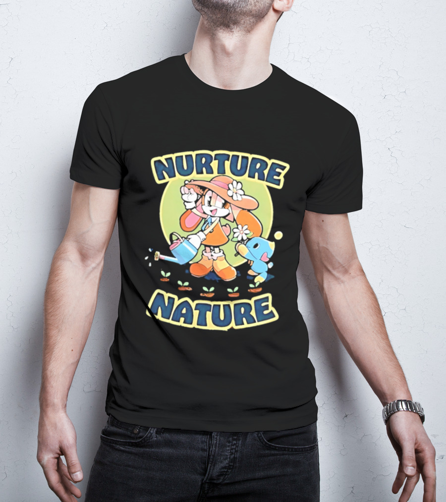 Nurture Nature Hedgehog Chao Earth Day Gardening T-Shirt