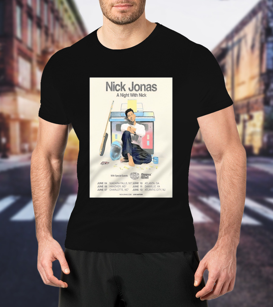Nick Jonas A Night With Nick Tour 2026 Franklin Jonas Magnus Ferrell Live Nation T-Shirt