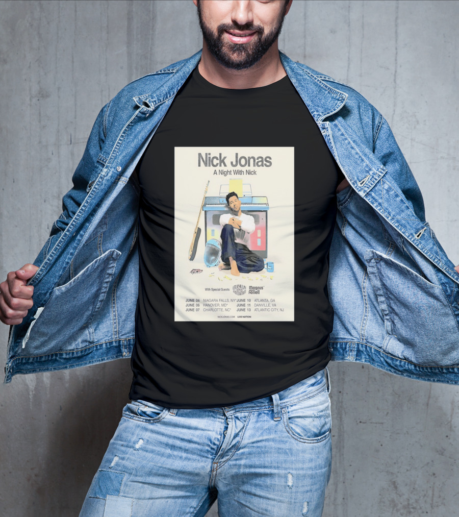 Nick Jonas A Night With Nick Tour 2026 Franklin Jonas Magnus Ferrell Live Nation T-Shirt