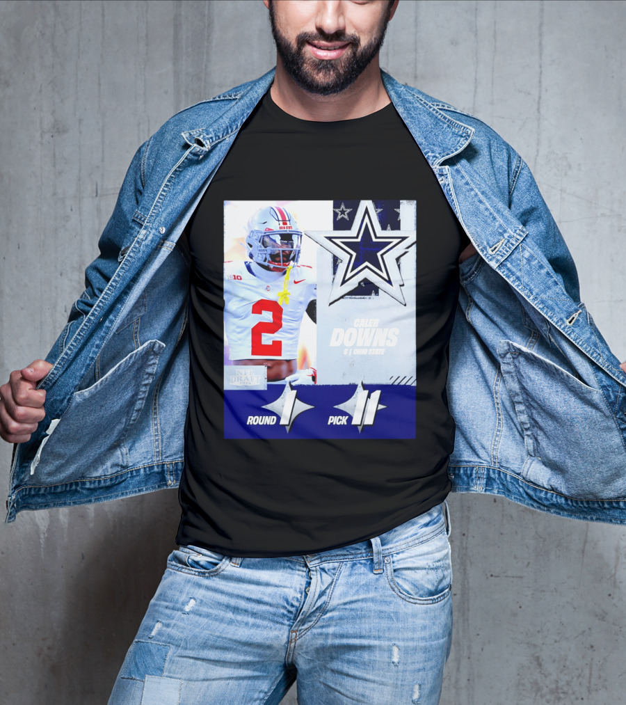 Dallas Cowboys Round 1 Pick 11 Caleb Downs Ohio State NFL Draft 2026 T-Shirt