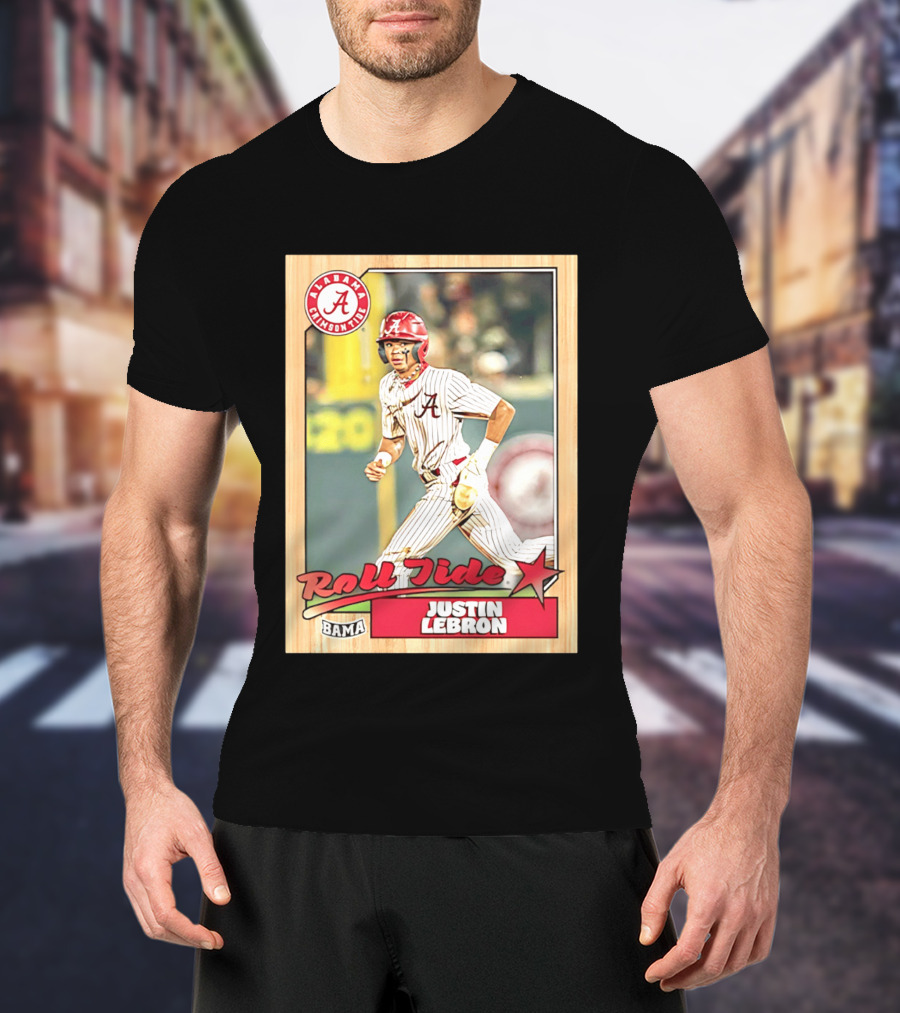 Justin Lebron Alabama Crimson Tide Roll Tide Bama Baseball Card T-Shirt