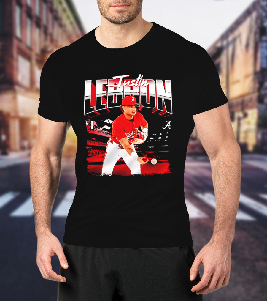 Justin Lebron Alabama Crimson Tide Baseball Player In Action T-Shirt