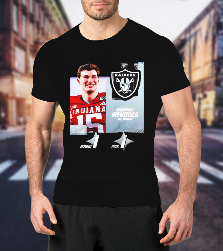Fernando Mendoza QB Indiana Las Vegas Raiders NFL Draft 2026 Round 1 Pick 1 T-Shirt