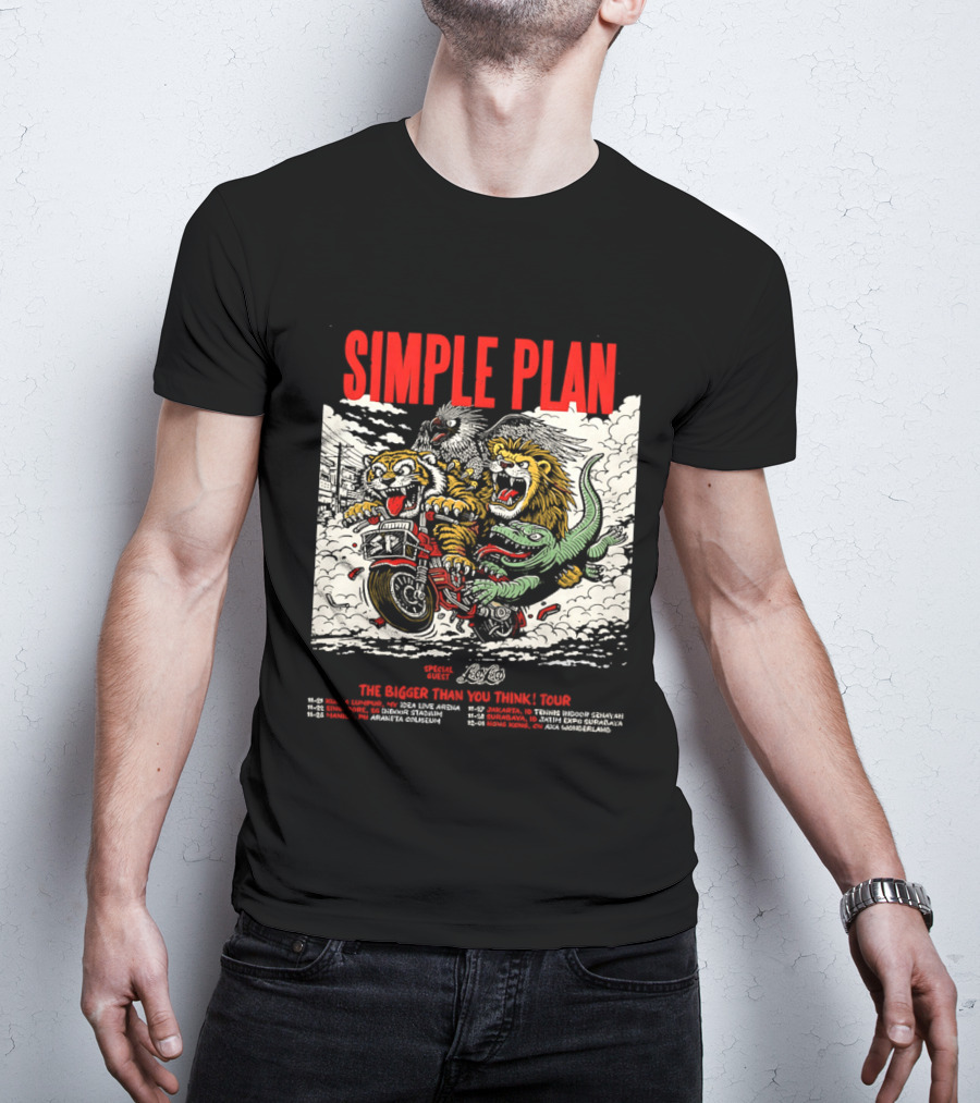 Simple Plan 2024 The Bigger Than You Think Tour Dates Lion And Monster Motocross T-Shirt