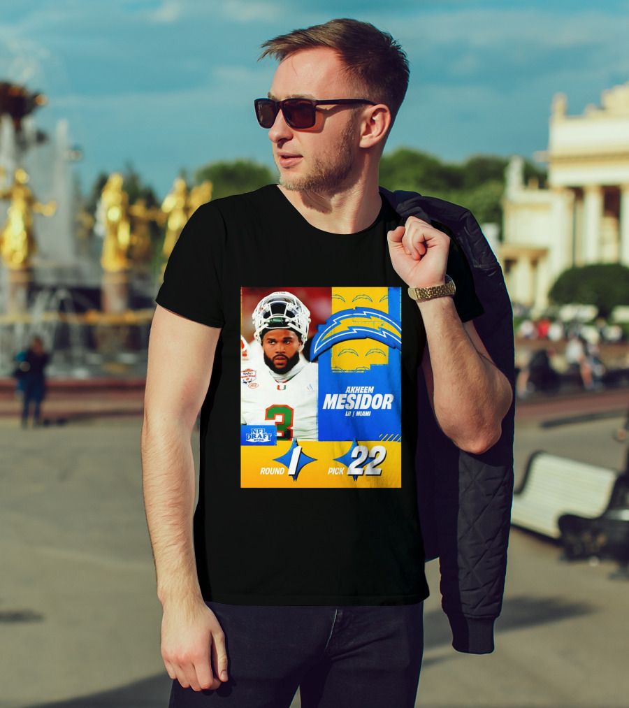 NFL Draft 2026 Los Angeles Chargers Akheem Mesidor Round 1 Pick 22 T-Shirt
