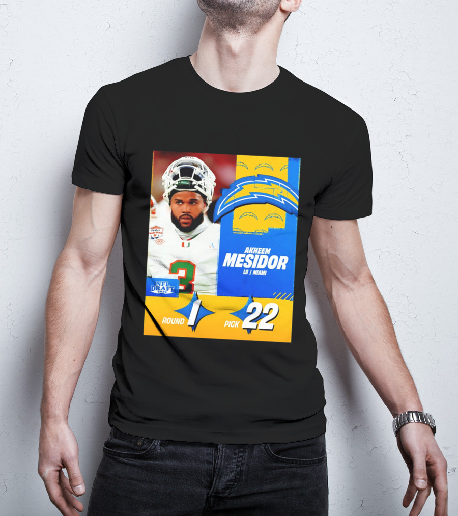 NFL Draft 2026 Los Angeles Chargers Akheem Mesidor Round 1 Pick 22 T-Shirt