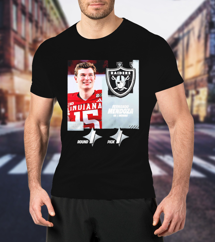 Fernando Mendoza QB Indiana Las Vegas Raiders Round 1 Pick 1 NFL Draft 2026 T-Shirt