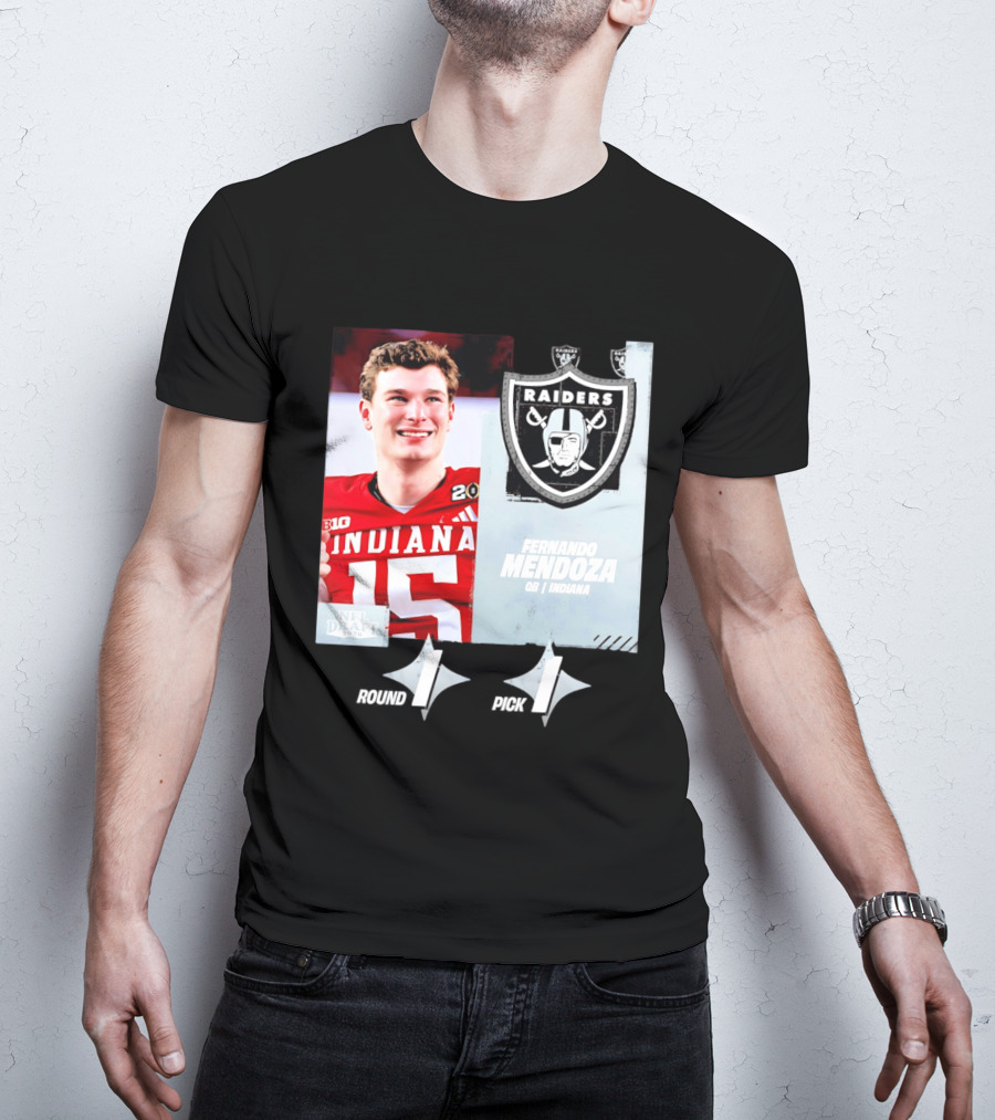 Fernando Mendoza QB Indiana Las Vegas Raiders Round 1 Pick 1 NFL Draft 2026 T-Shirt