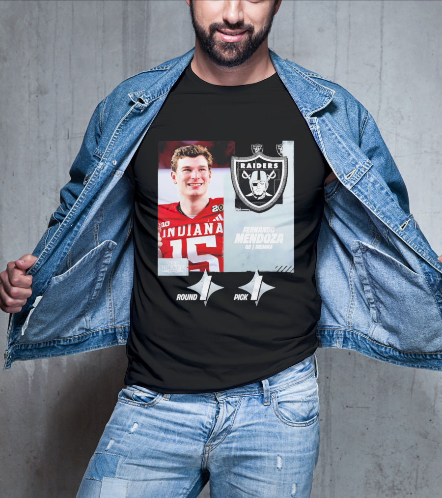 Fernando Mendoza QB Indiana Las Vegas Raiders Round 1 Pick 1 NFL Draft 2026 T-Shirt