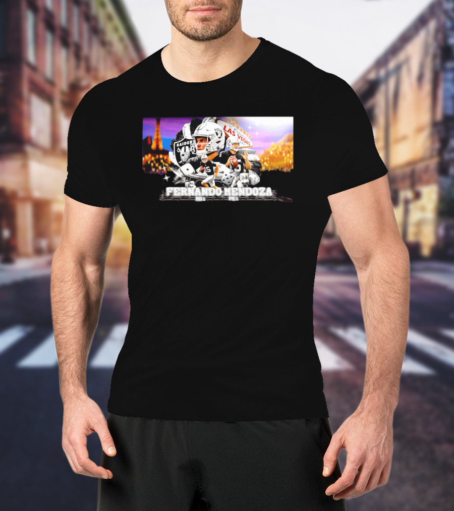 Fernando Mendoza Raiders Las Vegas Lights Casino Dice Football Draft T-Shirt