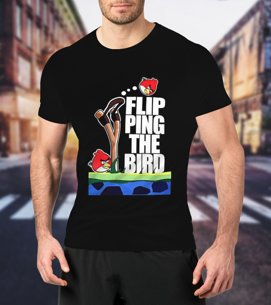 Flipping The Bird Angry Slingshot Birds T-Shirt