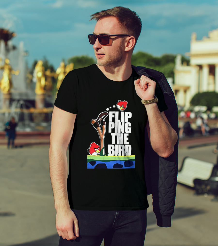 Flipping The Bird Angry Slingshot Birds T-Shirt