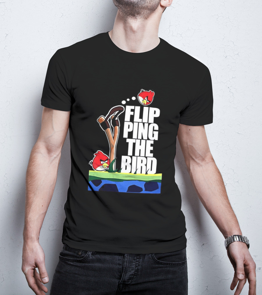Flipping The Bird Angry Slingshot Birds T-Shirt