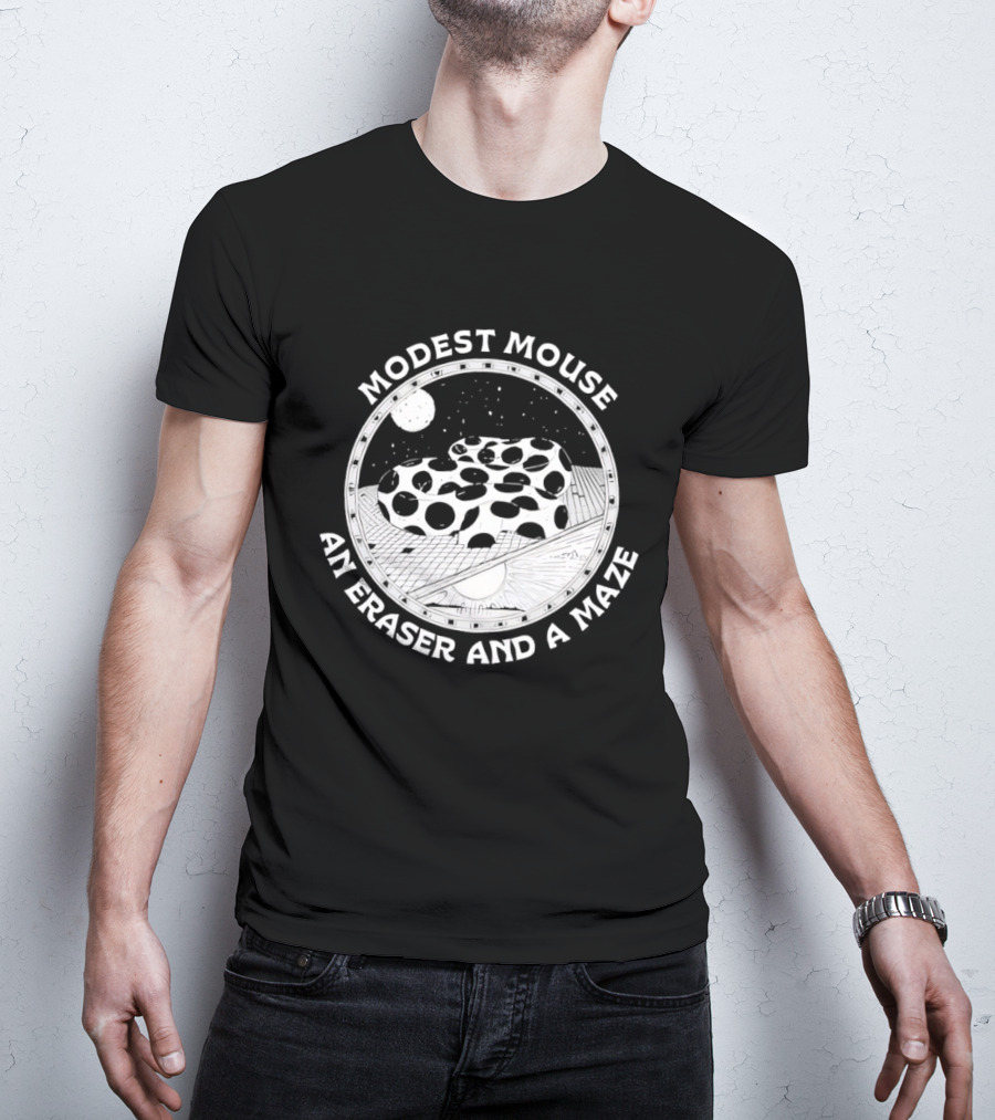 Modest Mouse An Eraser And A Maze Circle Moon Stars Maze T-Shirt