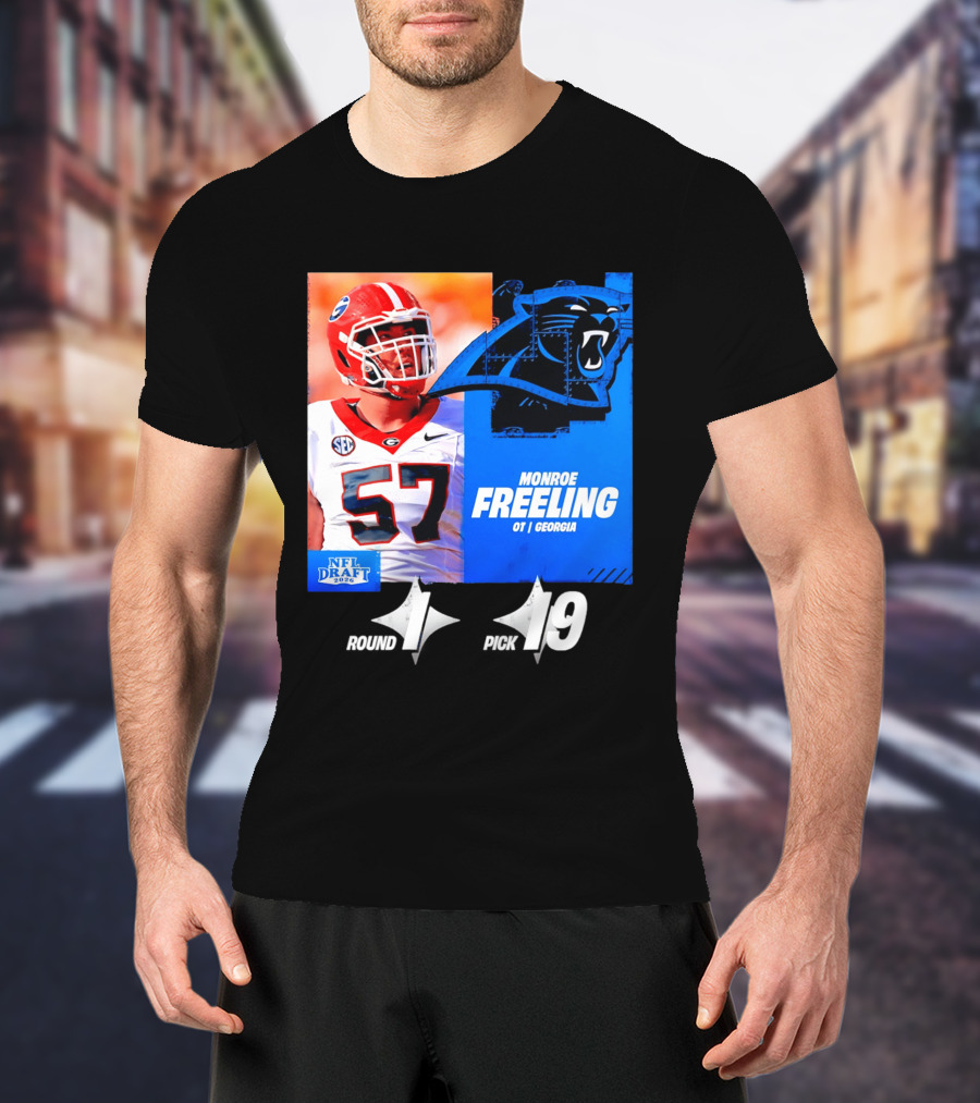 Monroe Freeling Georgia OT Round 1 Pick 19 Carolina Panthers 2026 NFL Draft T-Shirt