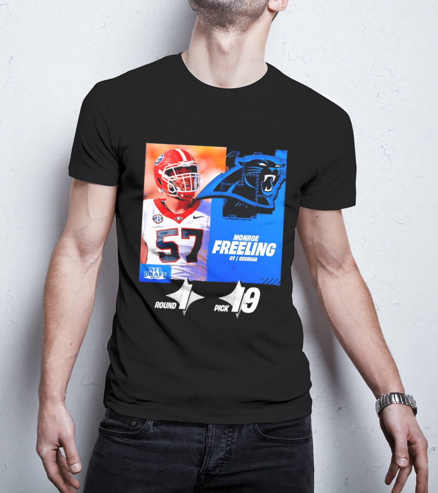 Monroe Freeling Georgia OT Round 1 Pick 19 Carolina Panthers 2026 NFL Draft T-Shirt