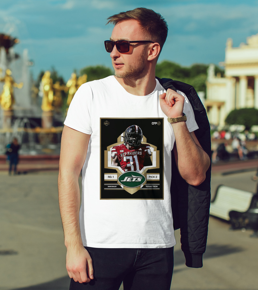 New York Jets Draft 2026 Texas Tech Red Raiders David Bailey Round 1 Pick 2 T-Shirt