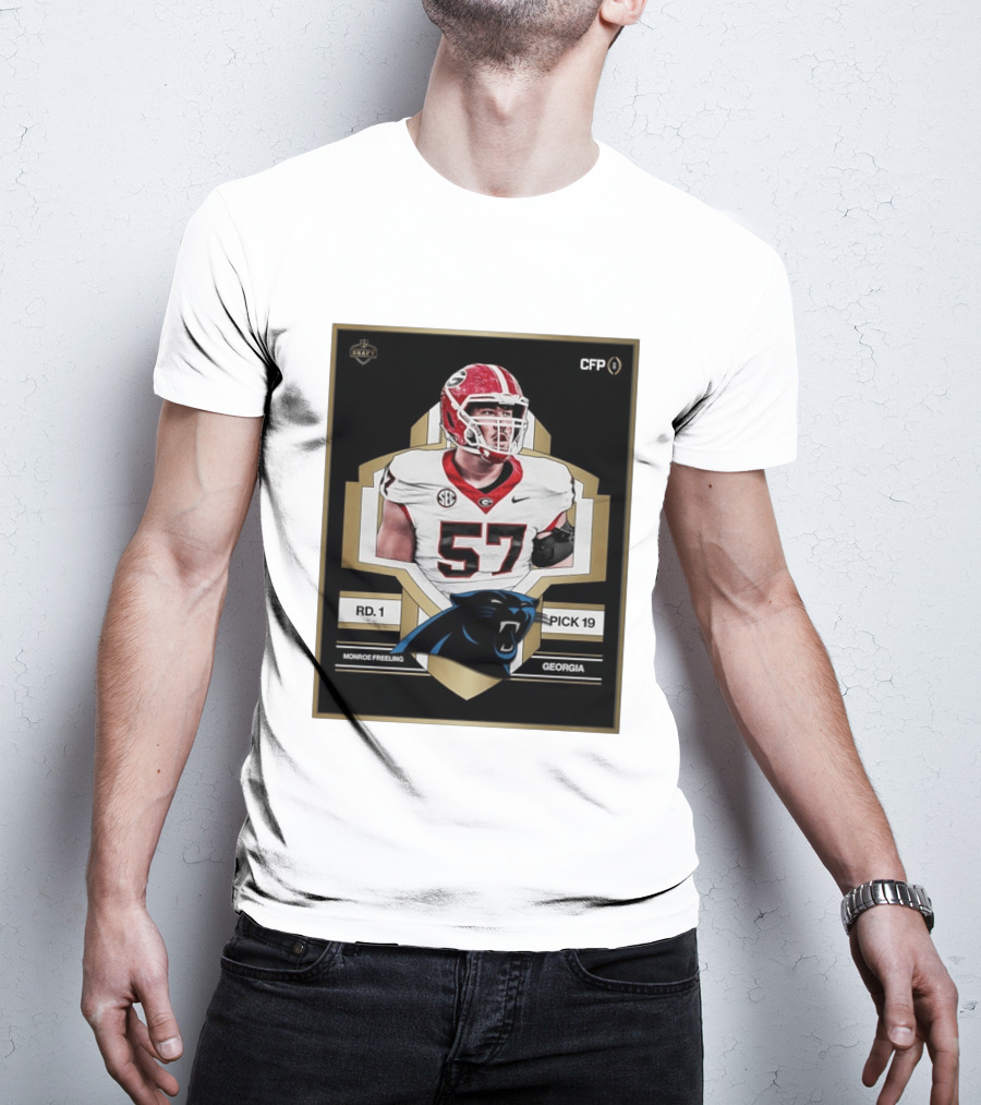 Georgia Monroe Freeling Pick 19 Carolina Panthers CFP Draft Round 1 T-Shirt