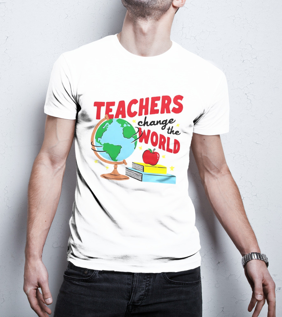 Teachers Change The World Globe Book Apple T-Shirt