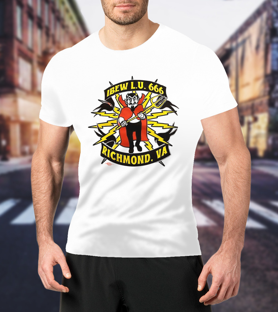 IBEW LU 666 Richmond VA Devil With Pitchfork And Lightning Bolts T-Shirt