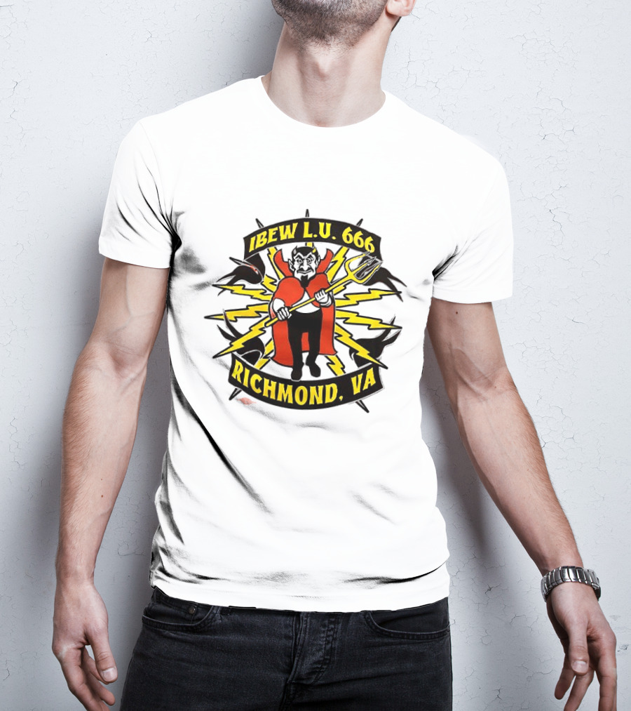 IBEW LU 666 Richmond VA Devil With Pitchfork And Lightning Bolts T-Shirt