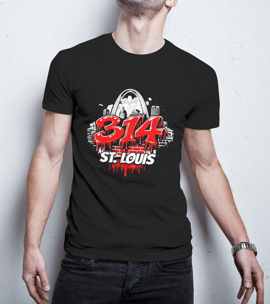 314 St Louis Blood Melting Skyline Arch Brick Wall T-Shirt