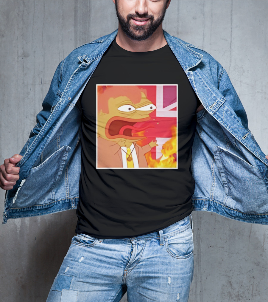 Frog Meme Flaming UK Flag Reaction T-Shirt