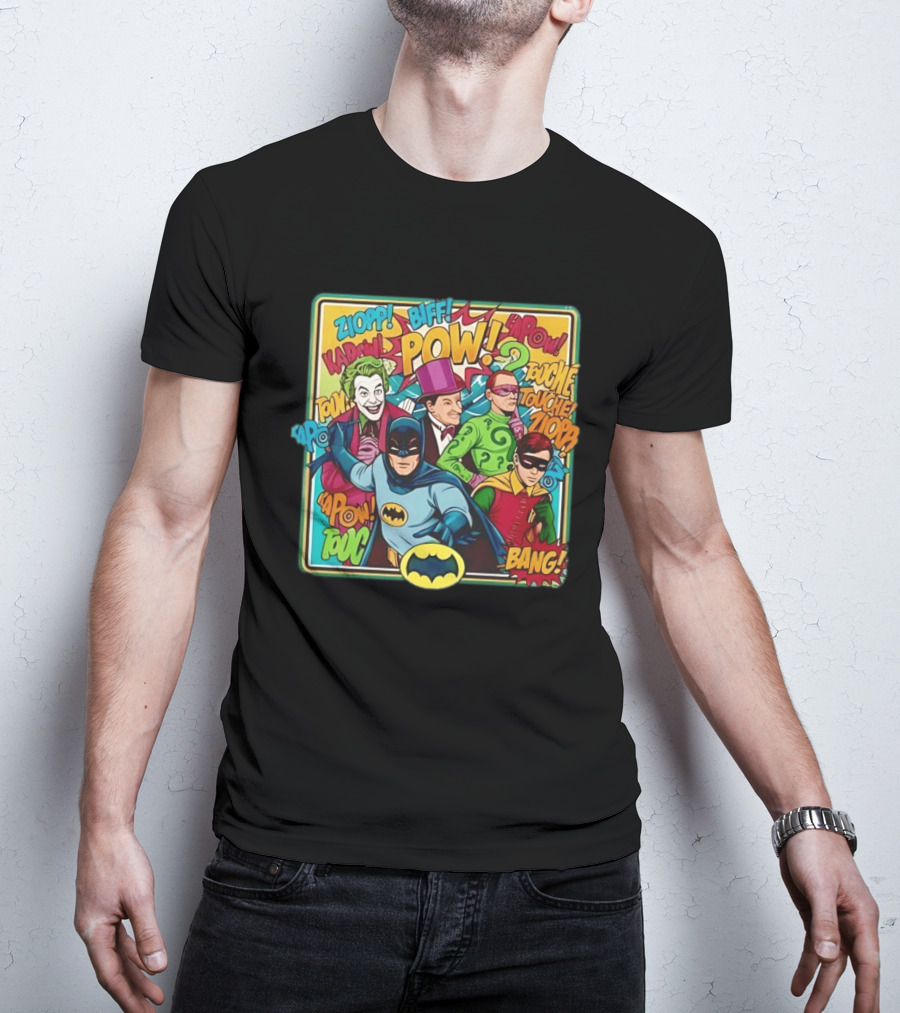 Batman Holy 50 Years POW BANG Joker Riddler Robin Comic T-Shirt