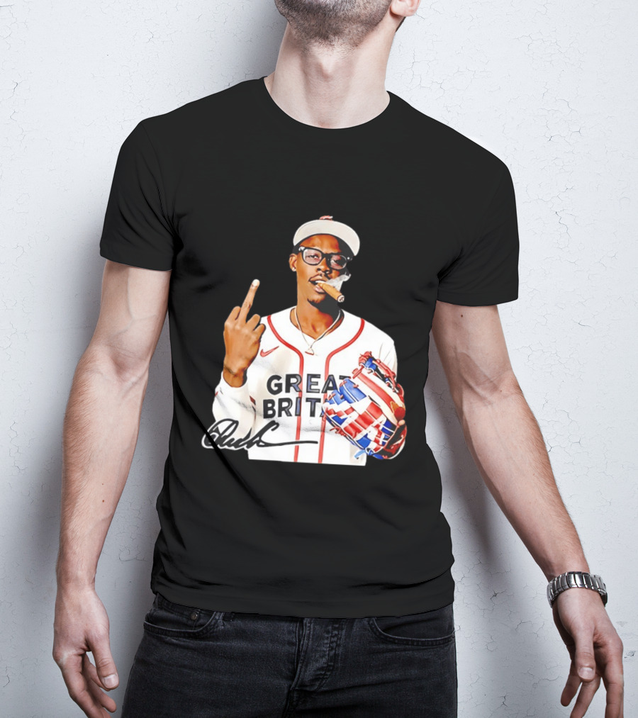 Jazz Chisholm Jr Great Britain Jersey Smoking Middle Finger Signature T-Shirt