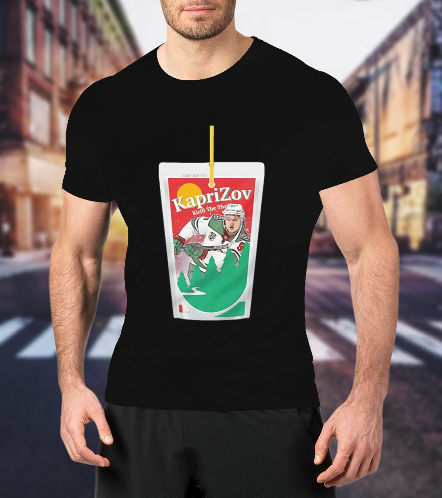 Kaprizov Kirill The Thrill Minnesota Wild Juice Box Hockey T-Shirt