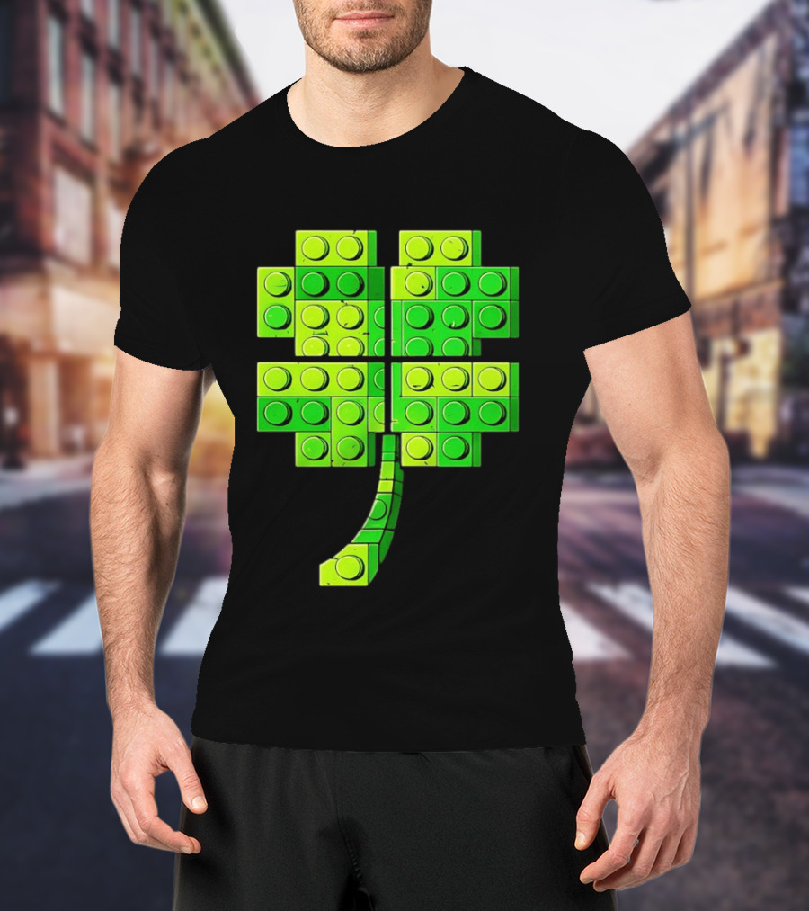 Shamrock Building Blocks Clover St Patrick's Day T-Shirt