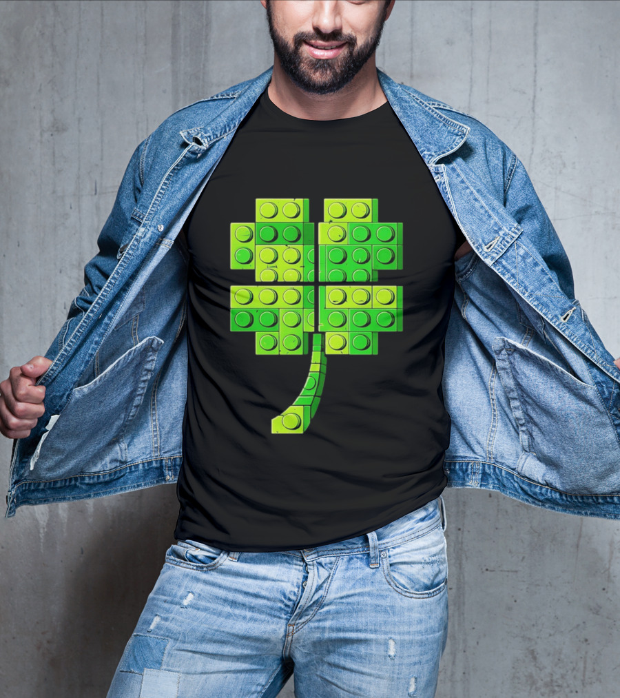 Shamrock Building Blocks Clover St Patrick's Day T-Shirt