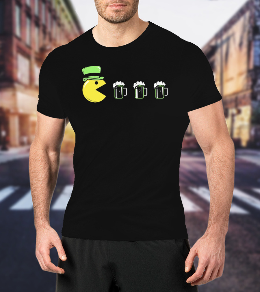 St Pacman's Day St Patrick's Day Beer And Classic Video Game Celebration T-Shirt