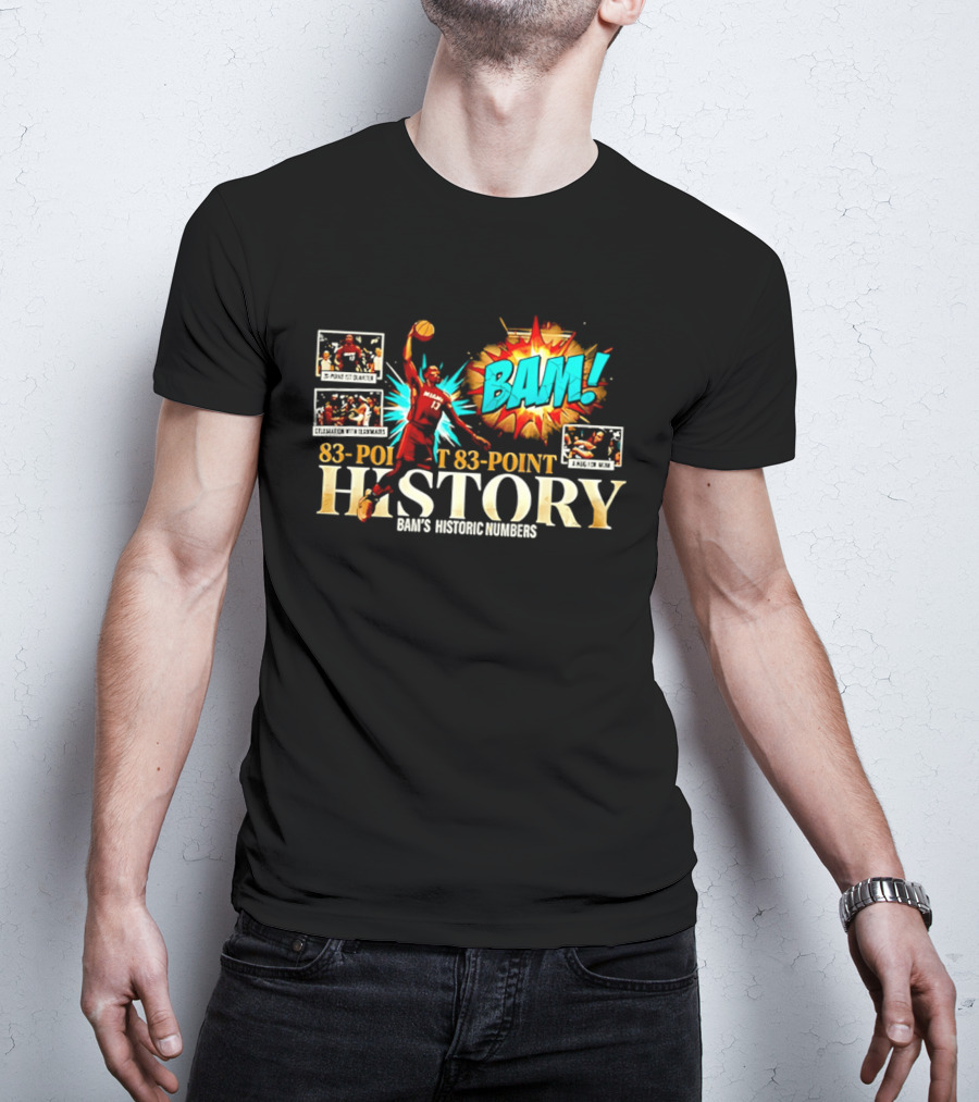 Miami Heat Bam Adebayo 83 Point History Bam's Historic Dunkers Comic T-Shirt