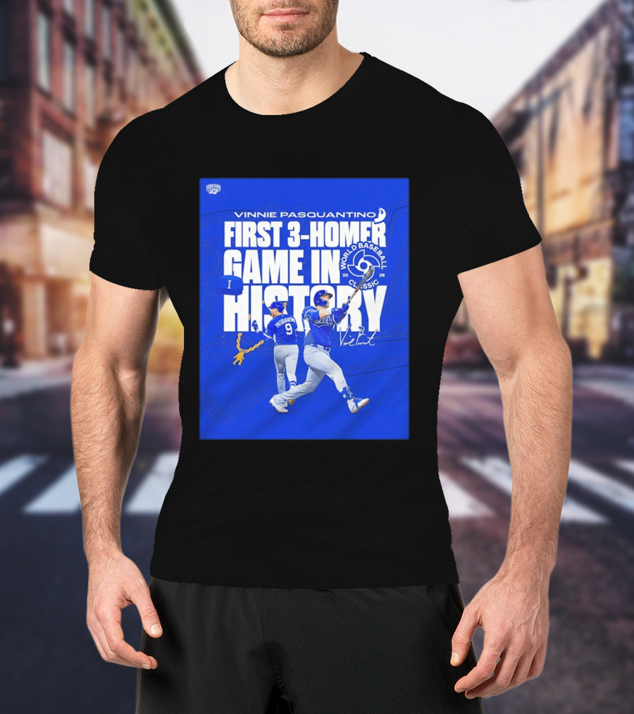 Vinnie Pasquantino First 3 Homer Game World Baseball Classic 2026 History T-Shirt