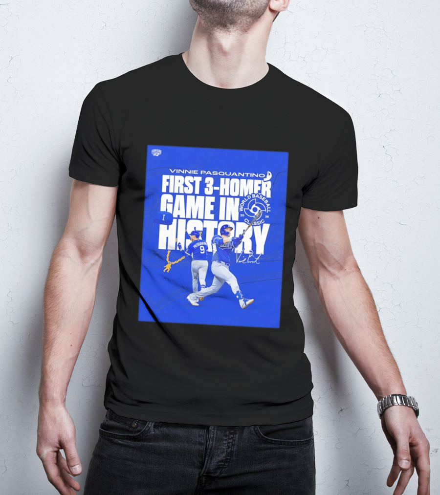 Vinnie Pasquantino First 3 Homer Game World Baseball Classic 2026 History T-Shirt
