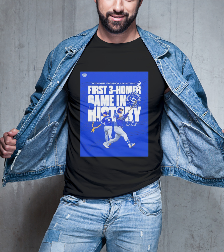 Vinnie Pasquantino First 3 Homer Game World Baseball Classic 2026 History T-Shirt