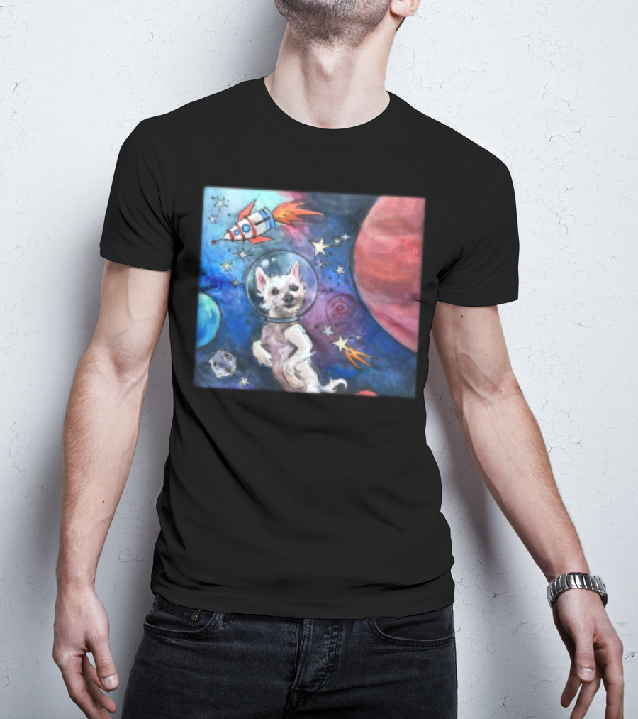 Bradford In Space Dog Astronaut Adventure With Rocket And Planets T-Shirt