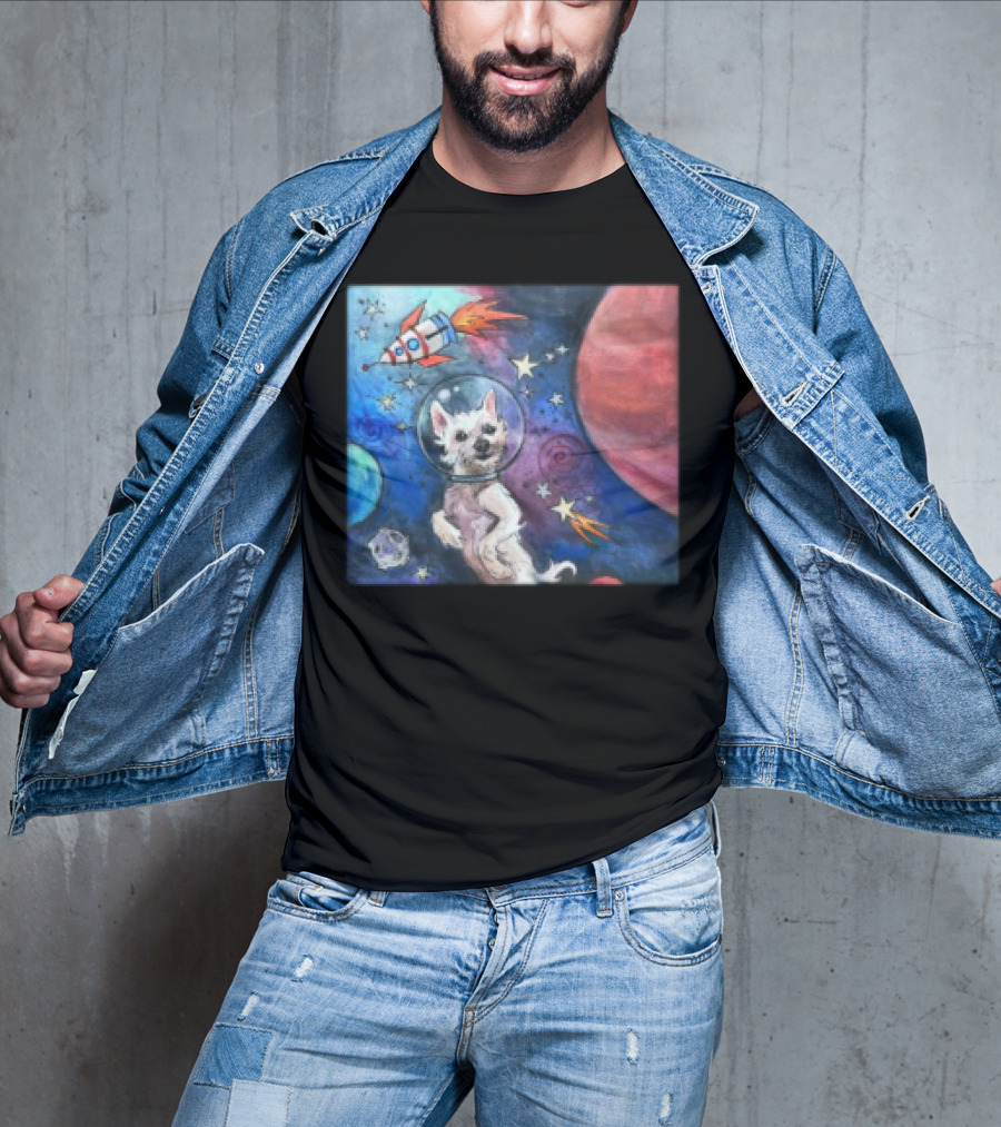 Bradford In Space Dog Astronaut Adventure With Rocket And Planets T-Shirt