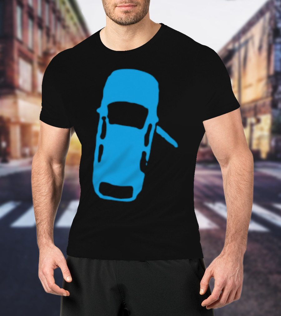 Door Ajar Blue Car Overhead Angle Vintage Style T-Shirt