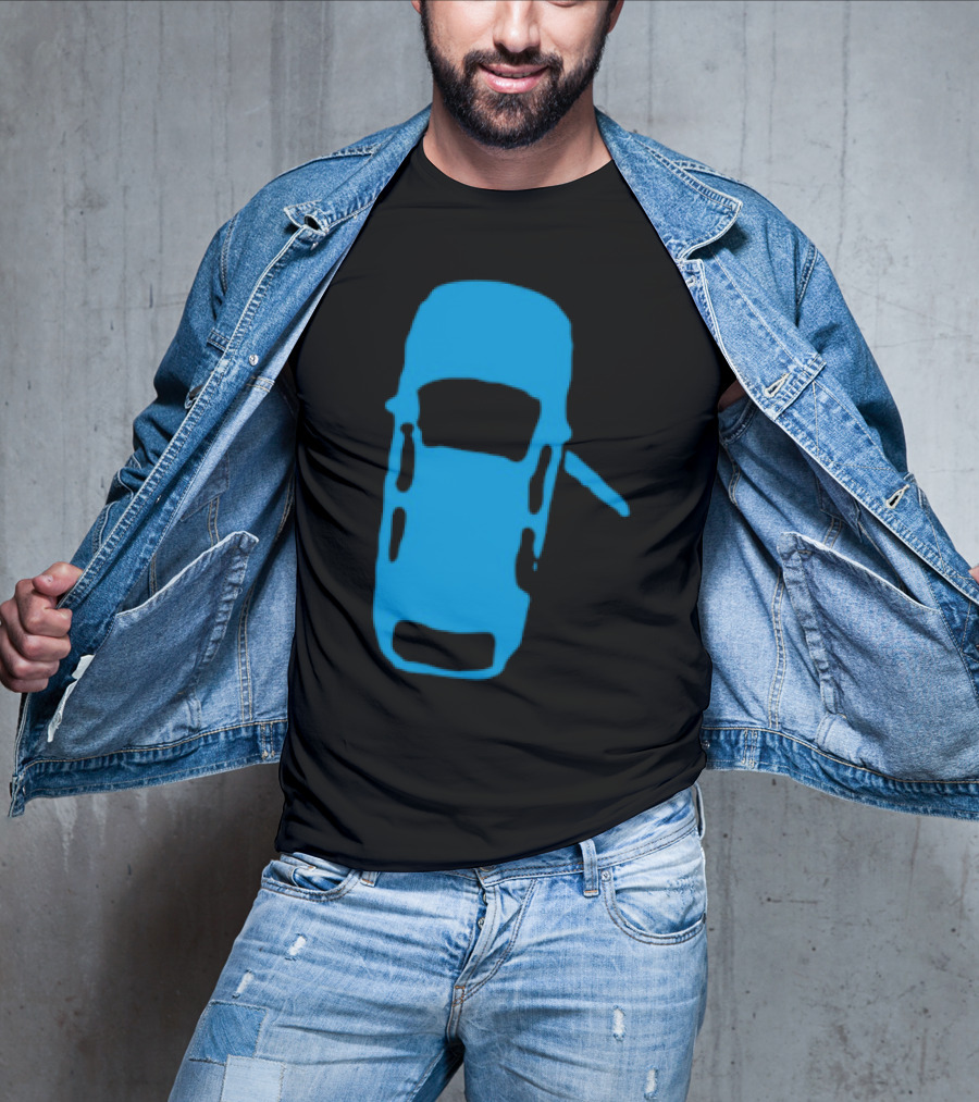 Door Ajar Blue Car Overhead Angle Vintage Style T-Shirt
